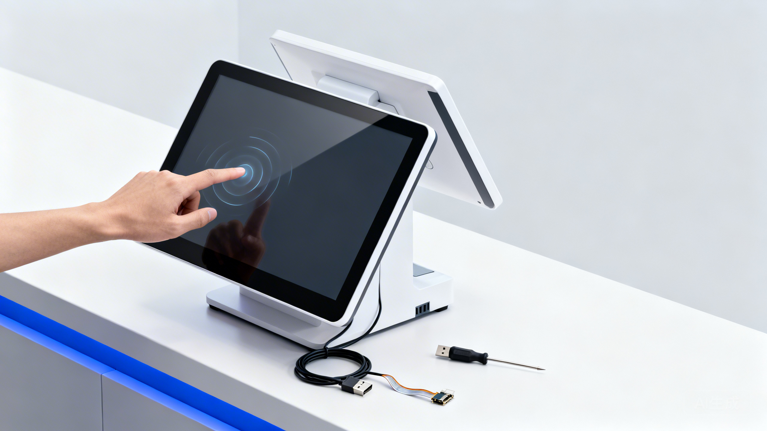 商家助手收银机触摸屏点击无反应/触控漂移怎么办？触控校准、驱动重装与屏幕排线自检教程