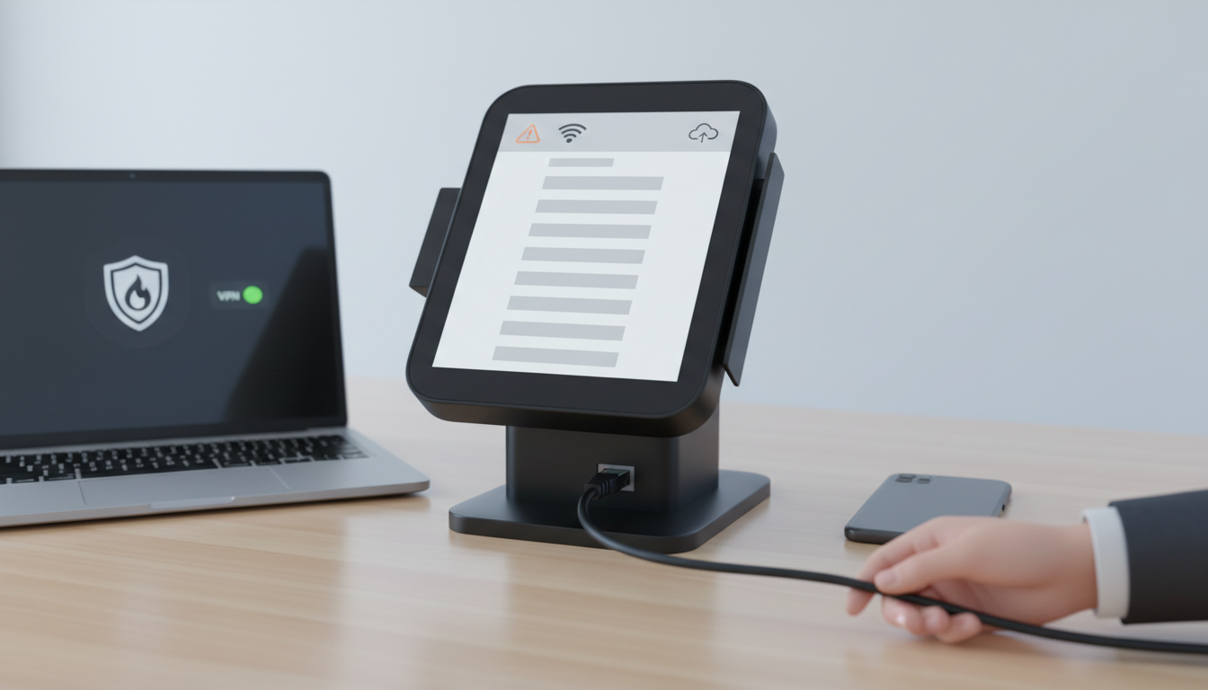 商家助手收银端提示“网络异常无法同步数据/菜单为空”解决方案：代理/VPN关闭、防火墙放行与离线数据恢复步骤