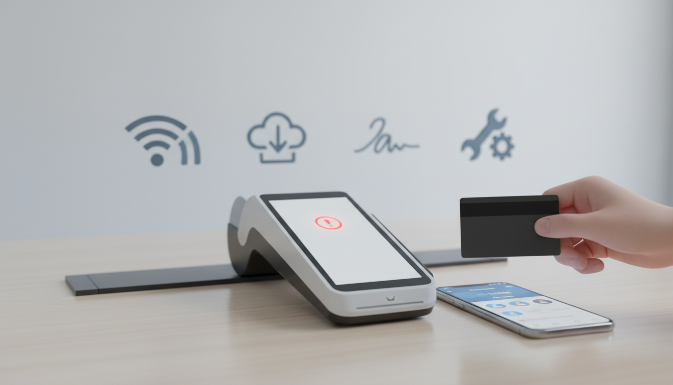 商家助手银联刷卡/插卡/挥卡支付失败提示“读卡错误/交易被拒绝”如何处理：POS读卡器连接、参数下载与签名设置修复指南