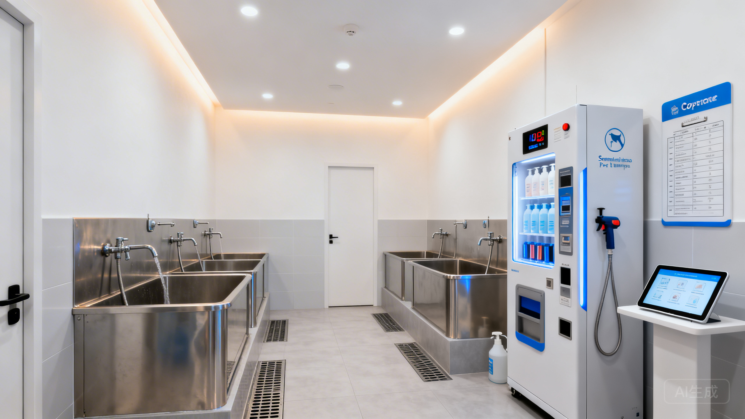 30㎡自助宠物洗澡房真实运营复盘：用“分段水温计费＋耗材自助售卖机＋清洁消毒巡检打卡”把客诉率压到2%并实现月均净利1.8万