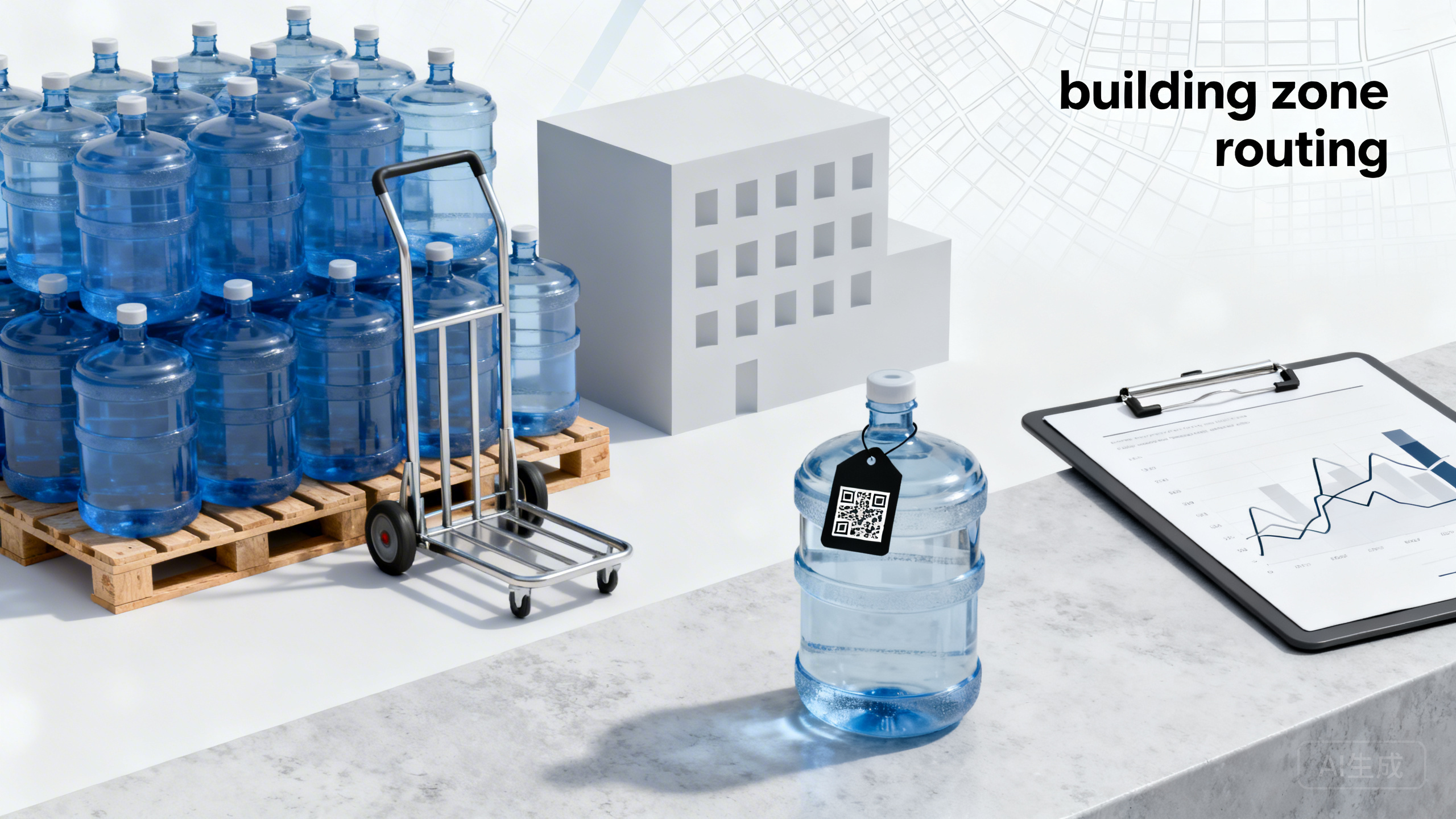 从0到1做桶装水配送站案例：靠“楼栋分区线路表＋空桶回收二维码＋企业水票月结”把日配送做到300桶并将空桶丢失率降到1%