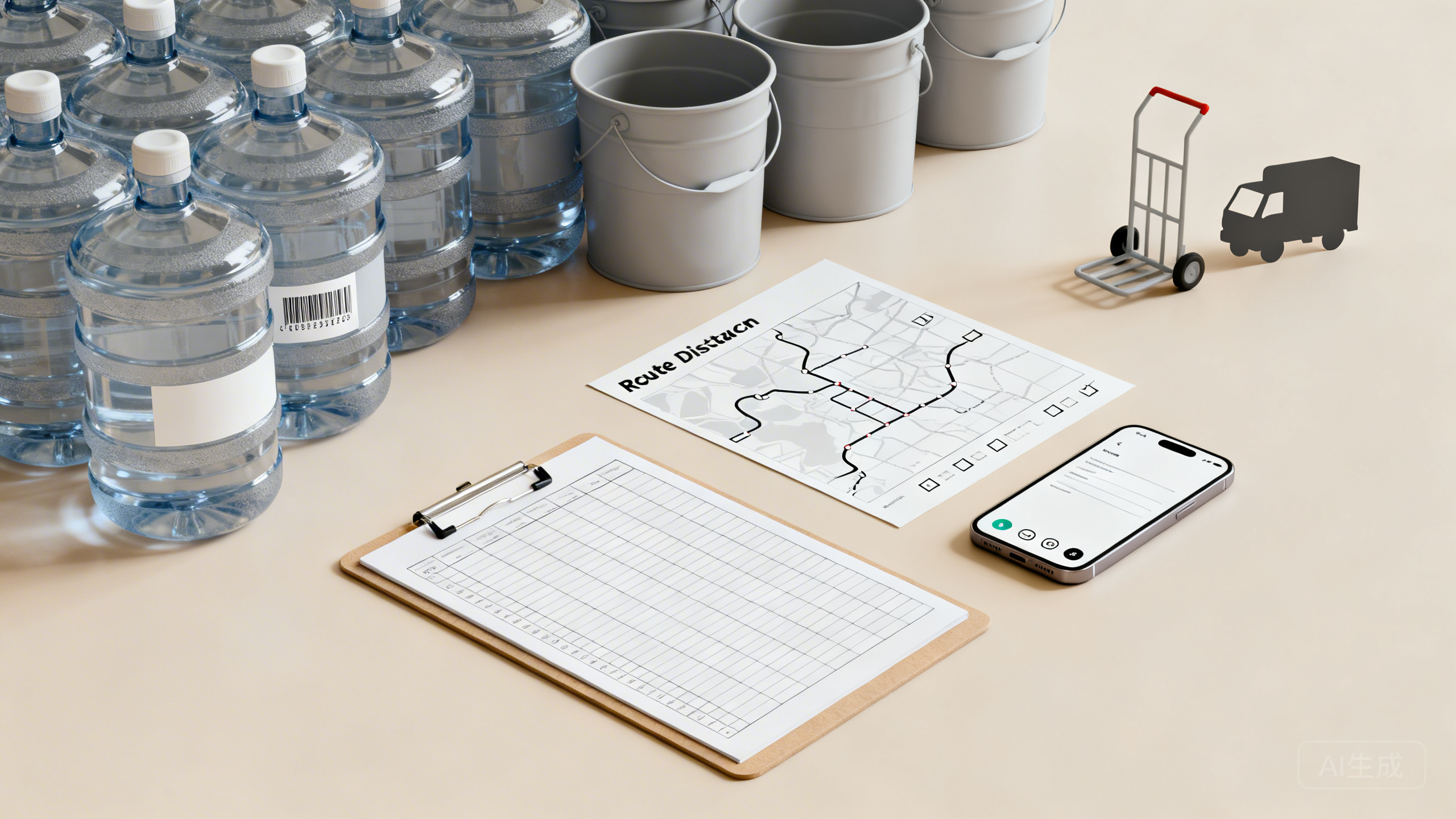 桶装水送水站如何解决空桶丢失、赊账欠款和配送超时：空桶编号台账＋路线分单表＋月结催款话术模板