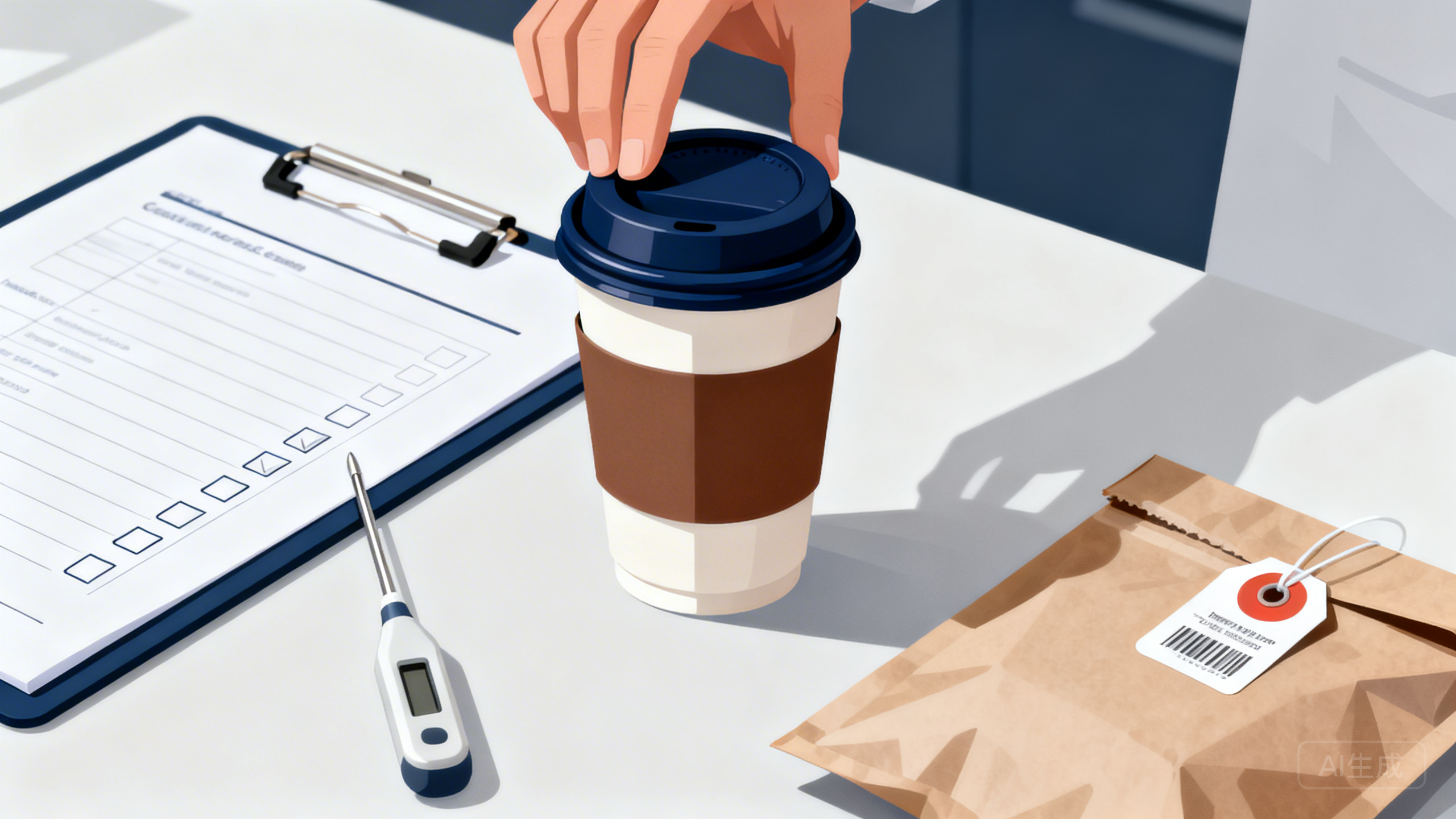 咖啡店外带/外卖老是漏液打翻、冷热不稳引发赔付怎么管：杯盖密封抽检表＋出杯温度记录单＋取餐封口签交付标准