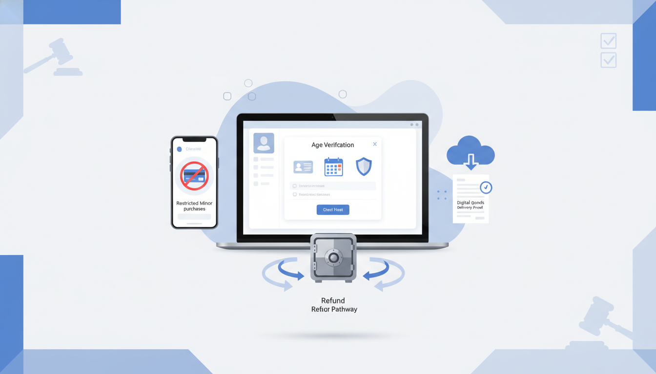 2026年电商平台强化“未成年人下单/充值”拦截与退款通道：商家如何配置年龄校验、完善虚拟商品交付证据并降低监护人退款损失？