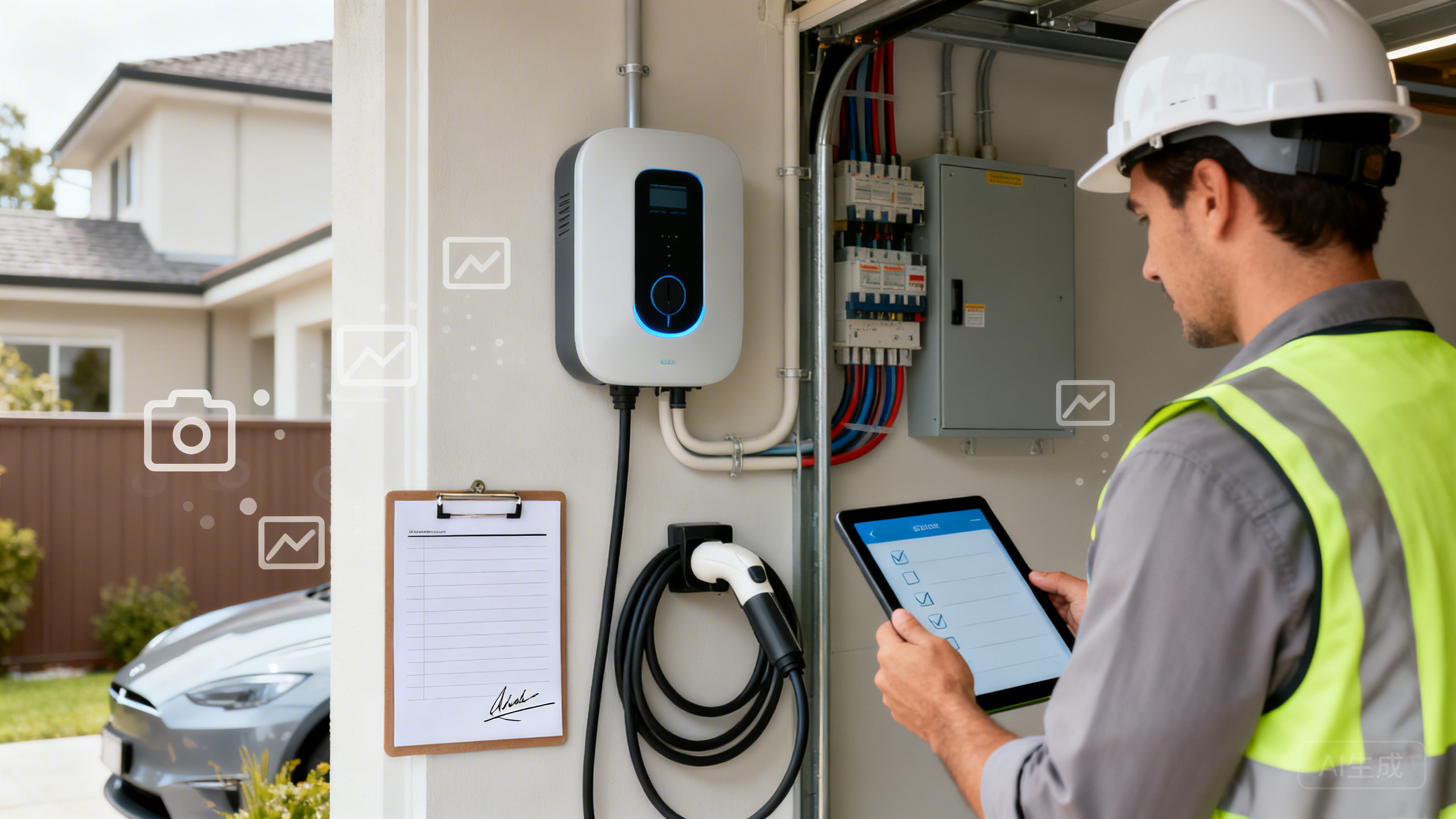 新能源家用充电桩安装接单复盘：线路改造加价、漏电跳闸、质保扯皮怎么避免——用“勘测报价确认页＋施工影像留档＋通电验收签字页”把责任一次讲清