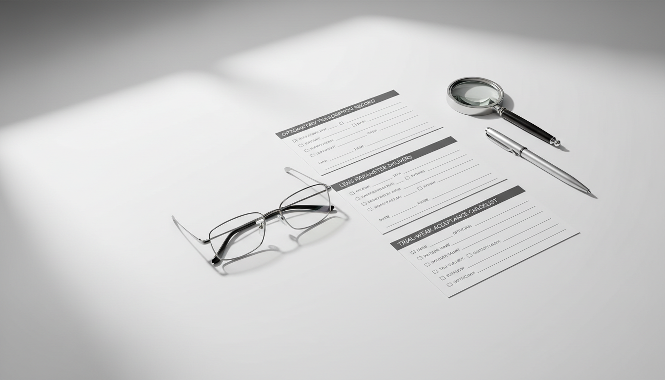 眼镜店配镜退换争议高发：度数不适、镜片参数不符、刮花断裂——用“验光处方留档表＋镜片参数交付卡＋试戴签收单”把售后说清楚