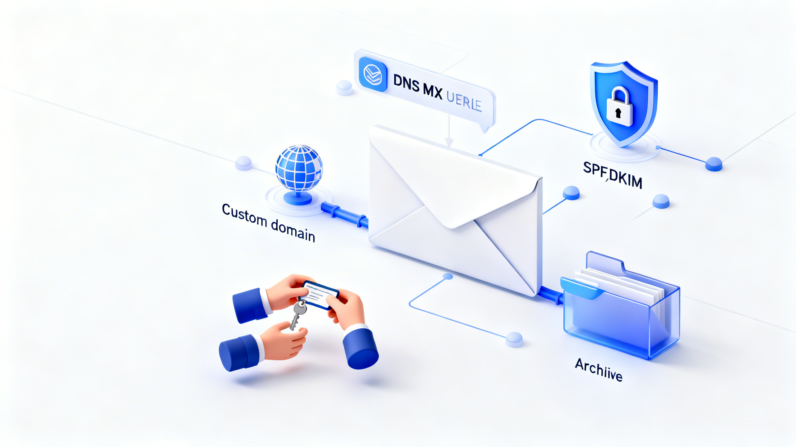 企业邮箱怎么用自有域名开通并防止离职邮件丢失？腾讯企业邮/阿里企业邮箱 MX解析、SPF/DKIM、账号交接与邮件归档配置教程