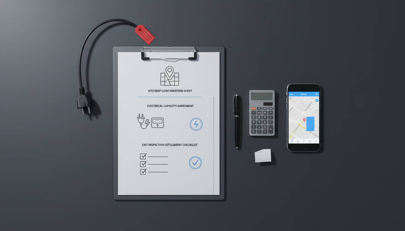 夜市摊位租赁血泪教训：临时涨租断电、摊位被调换、押金难退——用《摊位位置确认图》《用电容量约定单》《退场点验结算表》把损失降到最低