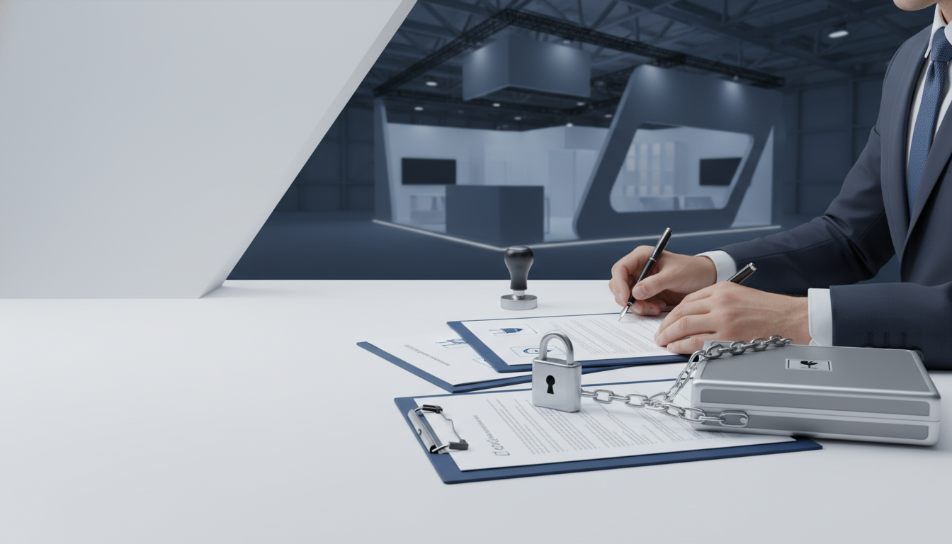 参加行业展会参展商真实避坑：展位费被追加、搭建违规罚款、样品丢损、撤展押金拖退——用《参展费用与权益确认单》《搭建尺寸与用电报备表》《物料出入库清点回执》把费用与责任锁死