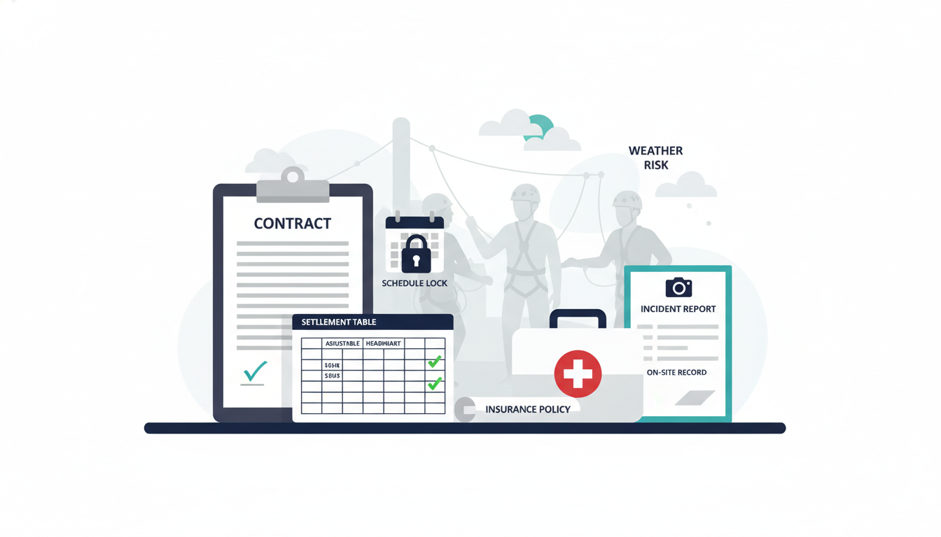 企业团建/户外拓展承办订单怎么控风险：天气改期、人数变动重算、参与者受伤索赔——用“排期锁定条款＋人数变更结算表＋保险与事故现场记录”把责任边界写清