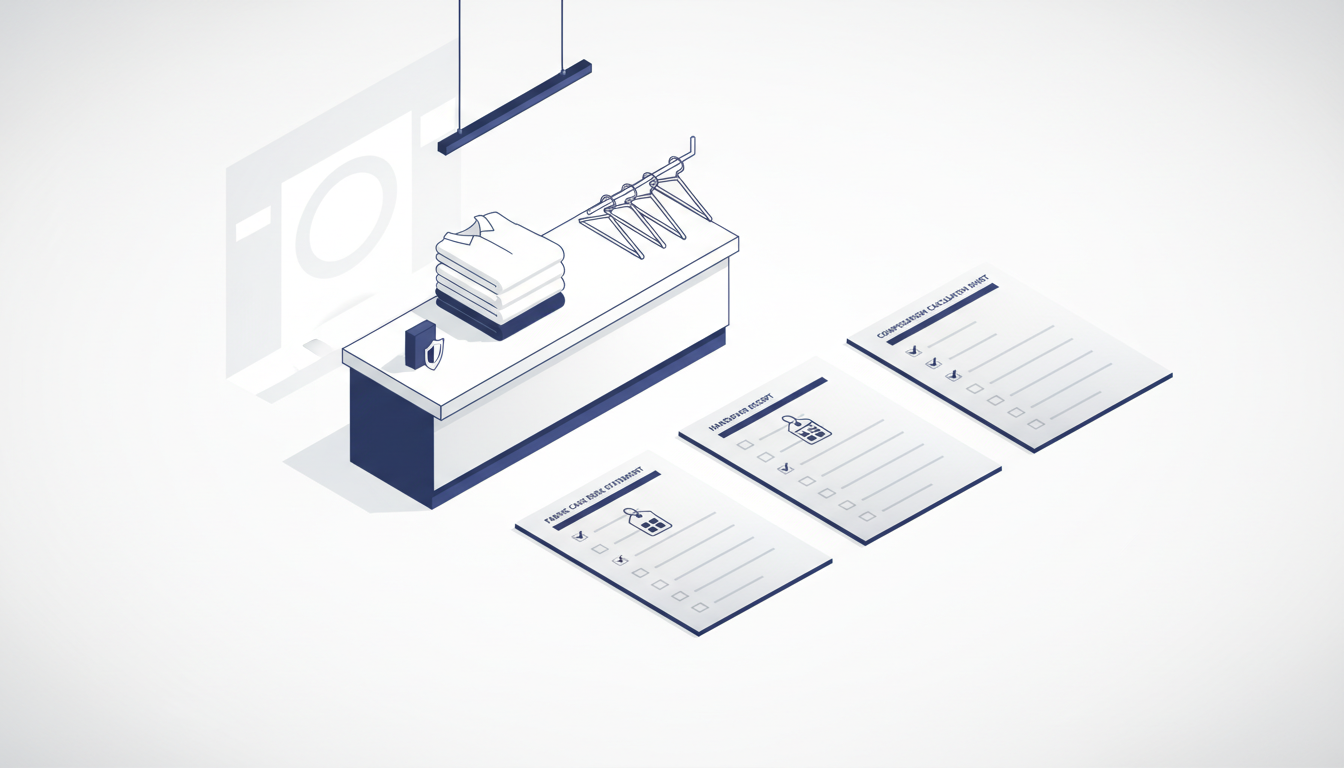 自助洗衣房/代洗店衣物串单、缩水、遗失如何定责：用《衣物交接编号单》《面料与洗护风险声明》《异常赔偿计算表》把争议一次说清