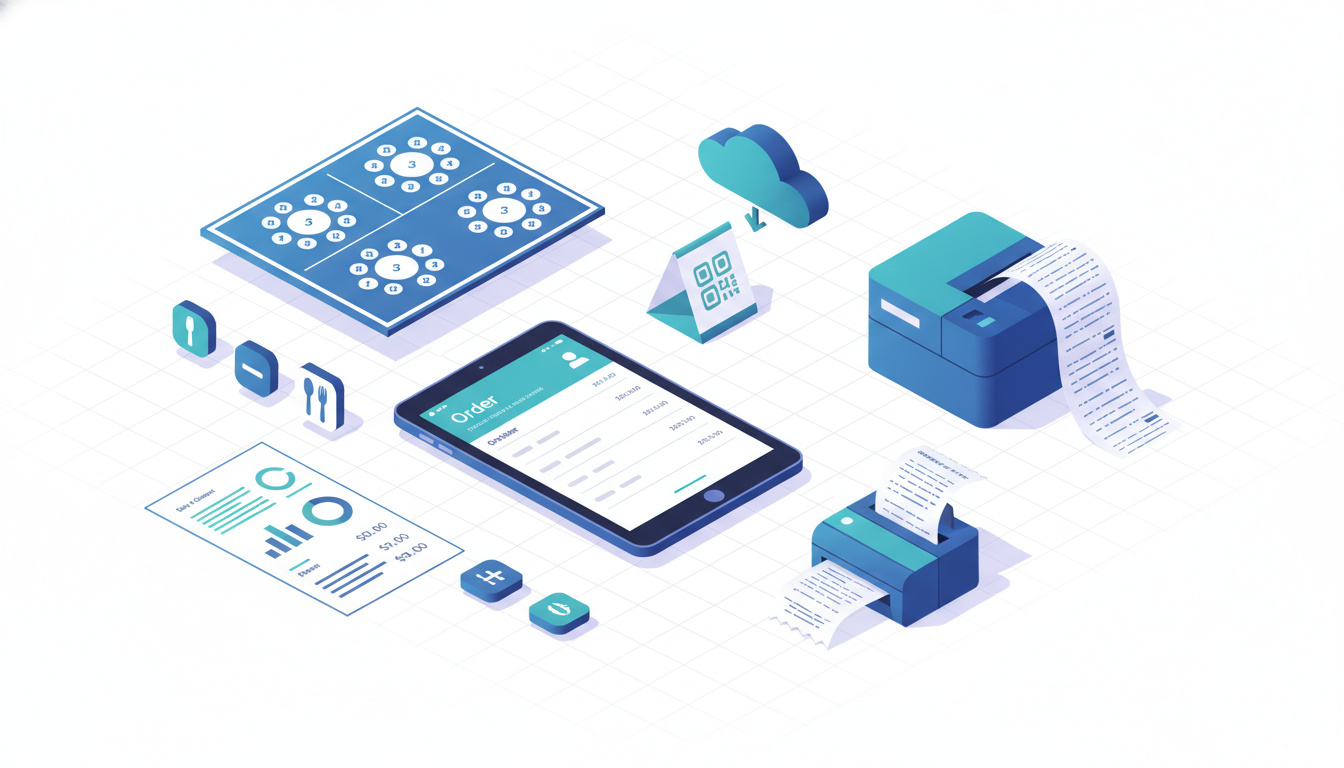 客如云 POS 后台怎么搭建餐饮店「扫码点餐+桌台管理+后厨分单」闭环？菜品/加料规格配置、打印机联动与日结对账报表查看教程