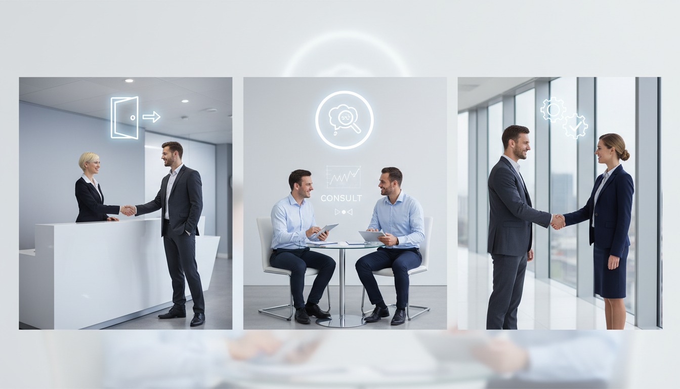 门店差异化“迎宾—问诊—成交”标准话术怎么搭：3分钟首轮沟通脚本、异议处理卡片与新人话术考核表