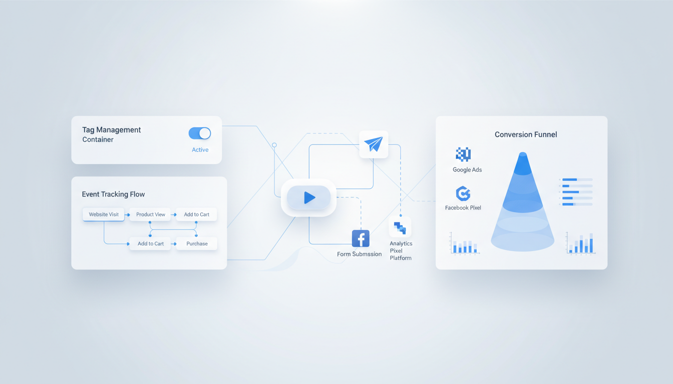 Google Tag Manager（GTM）如何为商家官网/落地页实现「一键埋点+转化事件管理」？容器创建、按钮点击追踪、表单提交触发与Meta/Google Ads像素联动教程