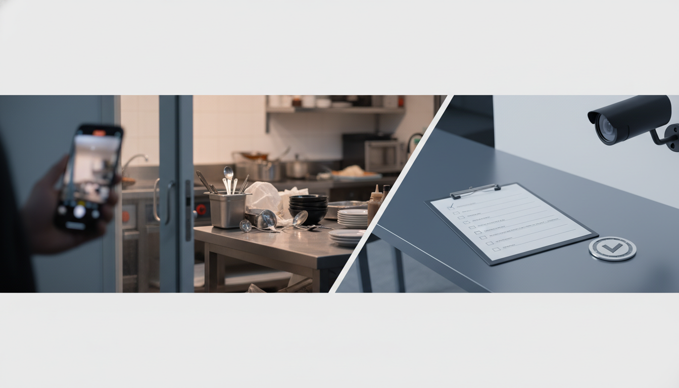 餐饮店被顾客偷拍视频发布“后厨脏乱”引发同城热搜并遭监管突击检查怎么办：监控取证＋公开回应话术＋迎检整改清单的真实复盘案例