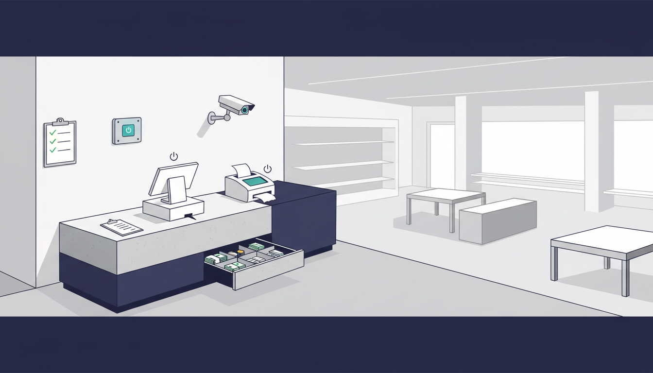 门店开门打烊流程标准化：设备开关机顺序、收银清点对账与夜间安防检查清单