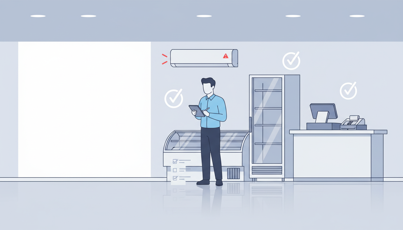 门店设备巡检与保养SOP：空调/冷柜/收银机故障预警、保修台账与停机应急处理流程