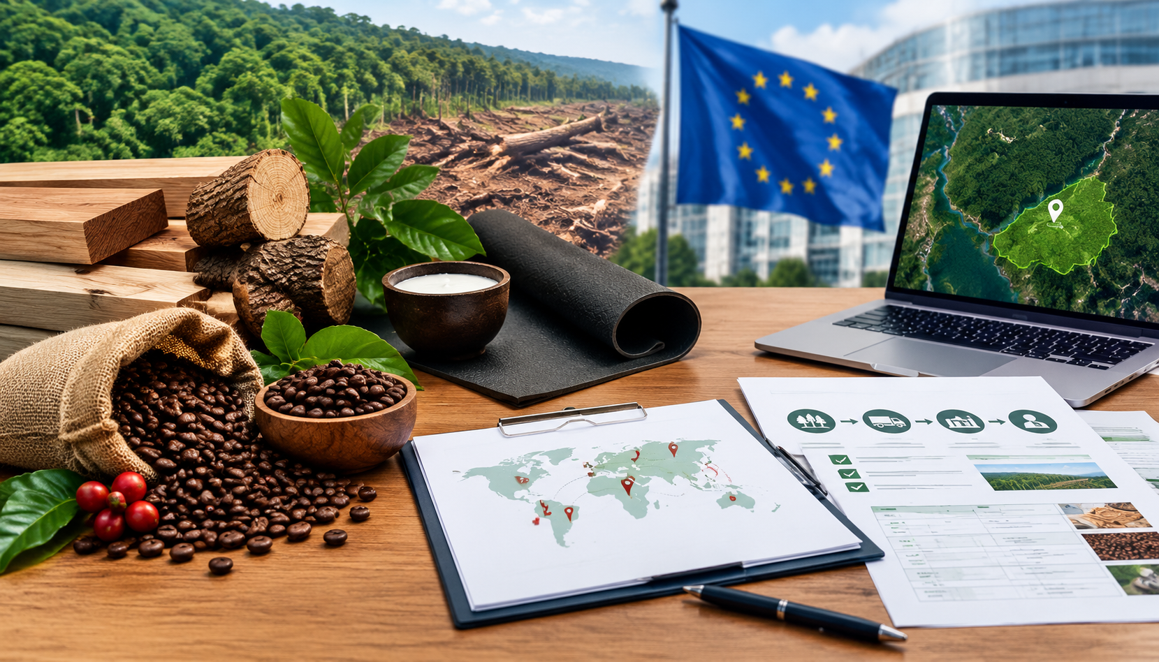 2026年欧盟零毁林法规（EUDR）正式落地：木制品、咖啡和橡胶卖家如何准备地理坐标、供应链尽调声明与批次追溯资料？