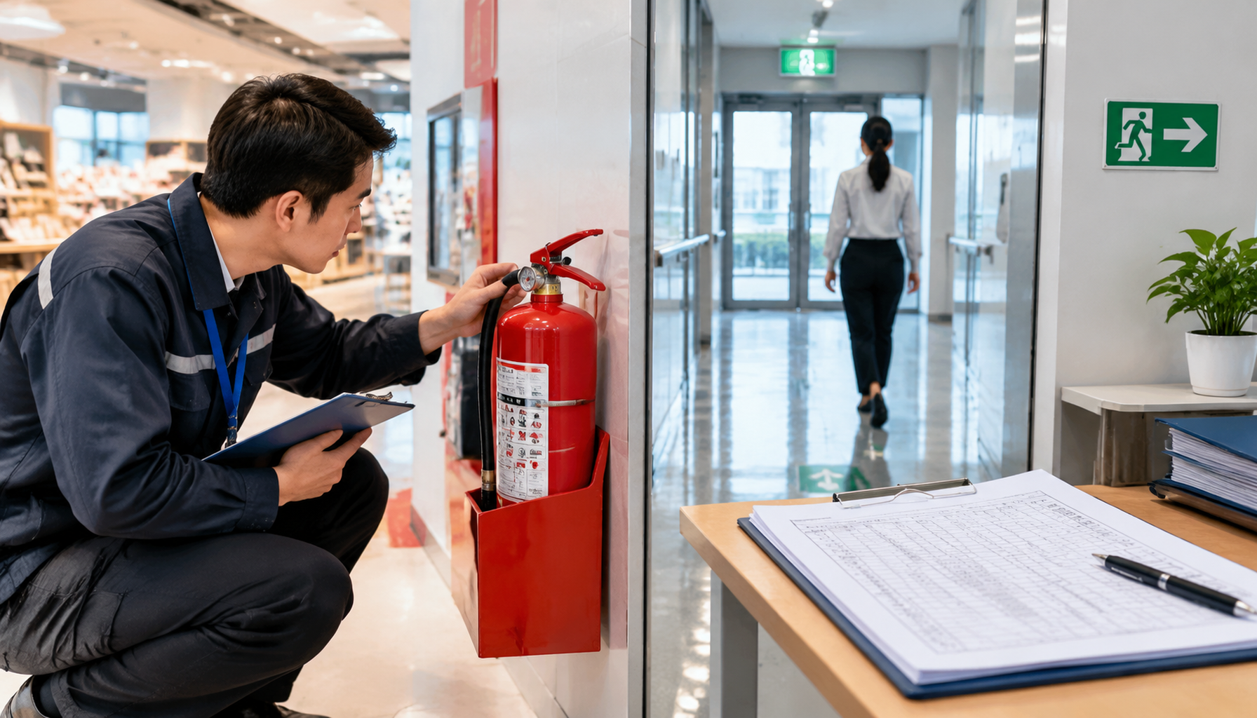 实体店消防安全管理怎么做：灭火器点检、疏散通道巡检与隐患整改台账模板