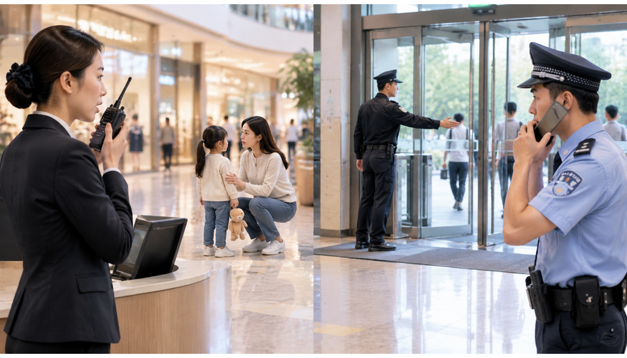 门店儿童走失应急处置怎么做：广播寻人、出入口布控与警方联络SOP